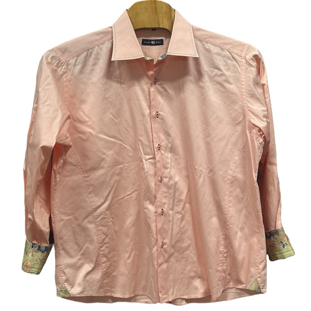 Stone Rose Men's Peach Long Sleeve Flip Cuff Button Down Shirt Sz XXXL